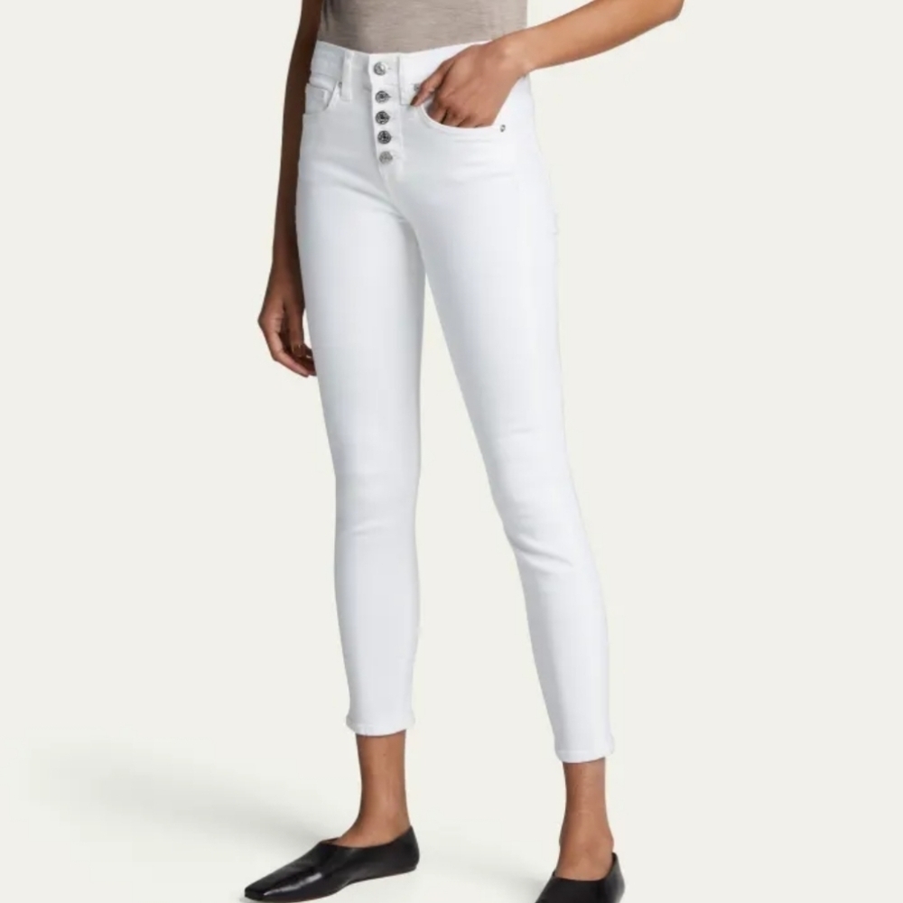 Veronica Beard Debbie High-Rise Skinny Jeans, White